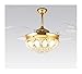 Wentylator sufitowy Wentylator sufitowy Crystal Light Luksusowy składany wentylator sufitowy Lampa z wentylatorem z pilotem .Wentylator sufitowy ze światłami (Blade Color : Sliver, Size : L)