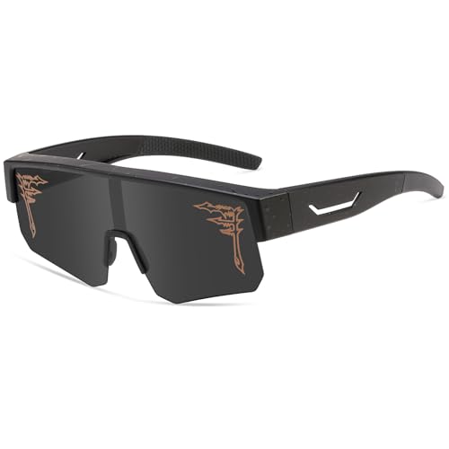 Image of FIXEROS Polarized Fit Over Glasses Sunglasses for Men Women Wrap Around Sports Goggles for Driving Cycling Fishing