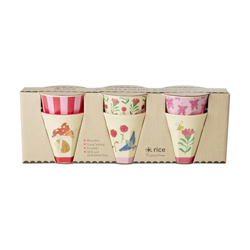 Rice Lot de 6 petits gobelets en mélamine pour enfant - Rose - Happy Forest Prints