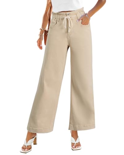 GRAPENT Women's Beige Jeans High Waisted Stretchy Size 4-6