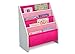 Delta Children Sling Rack Bookshelf for Kids - Easy-to-Reach Storage for Magazines or Coloring Books - Ideal for Playrooms & Homeschooling - Greenguard Gold Certified, White/Pink