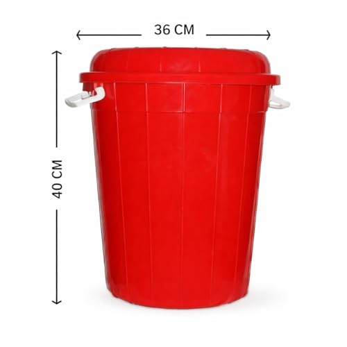 Image of Plastic, [40 LTR, Multi Colour], with Lid Multipurpose Plastic Storage Bucket Drum 40LTR with Check Duster Cloth Free(GIVE Order Maximum 1 Qty WE Cant DISPETCH More Than 1 Qty)