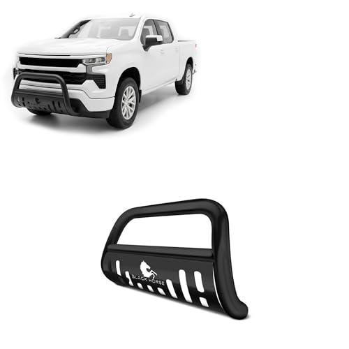 Image of Black Horse Bull Bar Skid Plate Black Compatible with 2019-2026 GMC Sierra 1500|2019-2026 Chevrolet Silverado 1500-BB037415A-SP