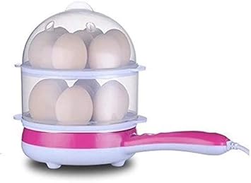 Nurev 2 in 1 Electric Double Layer Egg Boiler Non-Stick Frying Pan for Omelette and Egg Boiler Steamer(14 Boiled Eggs)