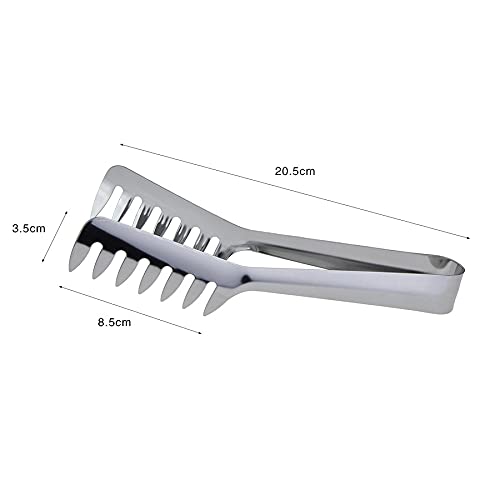 HornTide Stainless Steel Pasta Tongs, Pack of 2 Piece, Teethed Ends Design fo...