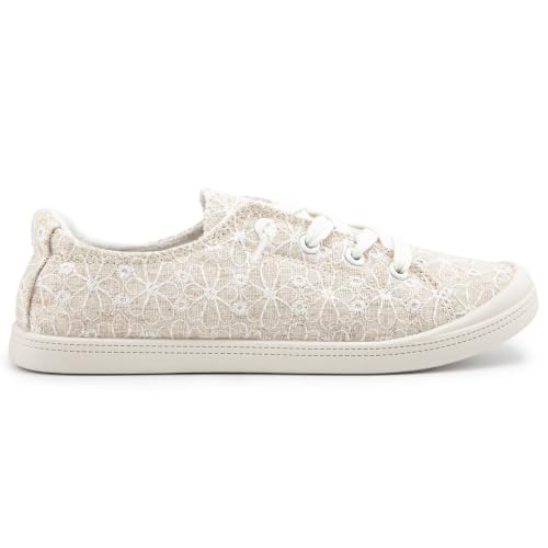 Image of FUNKYMONKEY Slip-On Canvas Sneakers for Women, Comfortable Lightweight Lace-Up Flat Casual Tennis Shoes Breathable Walking Shoes for Everyday Wear
