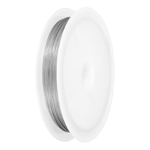 PATIKIL 43FT (13m) 0.024inch (0.6mm) 7-Strand Bead String Wire, Stainless Steel Nylon Coated Bead Cord Stringing Wire for Jewelry Bracelet Beading Making, Silver