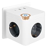Steckdosenwürfel ohne Kabel, 6 in 1 Steckdosenleiste, 3 Fach Cube...