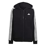 adidas Essentials 3-Stripes Hoodie con zip, Black/White, S