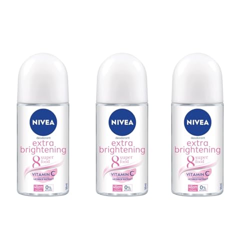 NIVEA Extra Brightening Flavor, Roll-On Deodorant, Alcohol-Free, 48HR Odor Protection, 50ml, 1.69oz,...