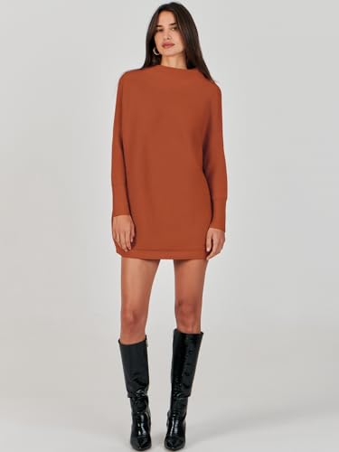 Anrabess Women Oversized Casual Loose Turtleneck Long Sleeve Slouchy Baggy Knit Tunic Sweaters Pullover 2024 Fall Outfits Rust X-Large thumb #6