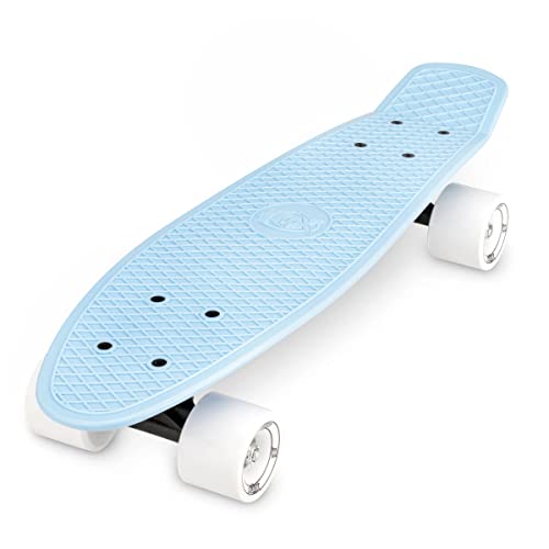 Xootz Cruiser Skateboard, für Kinder geeignet, im Retro-Design, aus Plastik, gebrauchsfertig Blau blau 22-Inch