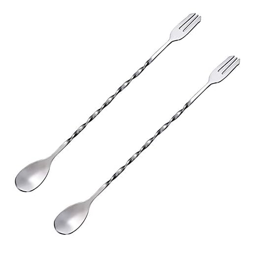 kiniza 2 Pcs 12 Inch Bar Spoon, Cocktail Mixing Stirrers for Drink with Long Handle Spiral Pattern, Stainless Steel Cocktail Spoon Mixing Spoons Ideal Bartender Tool Home and Bar