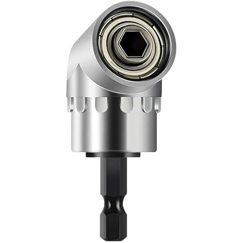 GUYINOYI 105 Degree Right Steel Angle Driver Angle Extension Power Screwdriver Dril with 1/4 Drive Hex Bit Quick Magnetic Drill Bit Angled Bit Power Drill Tool,Multifunction Right Angle Drill Cover