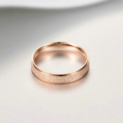Promise Ring for Her, Engraved Rings for Women 2mm 4mm 6mm Wide Matte Rose Gold, Size 5 to 143