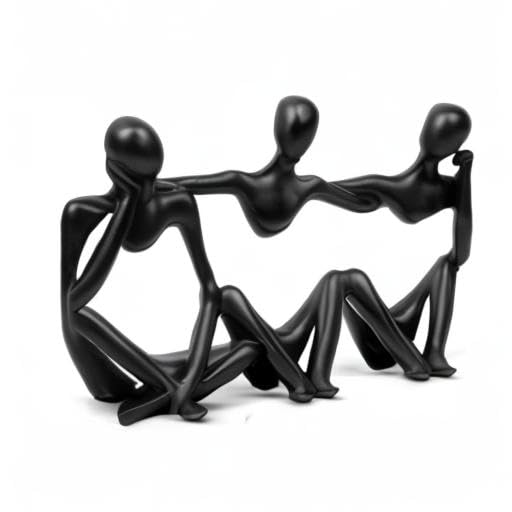 Black Abstract Resin Shelf Decor, Modern Bookshelf Decorations for Home Living Room Office Table Desk (Black01)