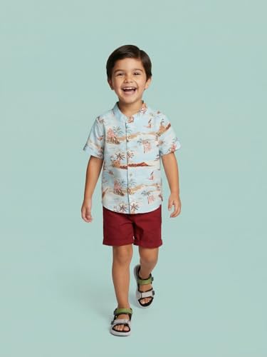 Image of Nautinati Boys Printed Collared Shirt with Shorts Clothing Set | Age 1-5 Years