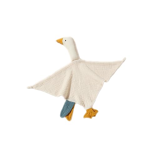 Image of Baby Loveys Security Blankets Cotton Muslin Soft Lovie Cuddly Lovies for Infants Unisex Boy Girls, Cuddle Goose White