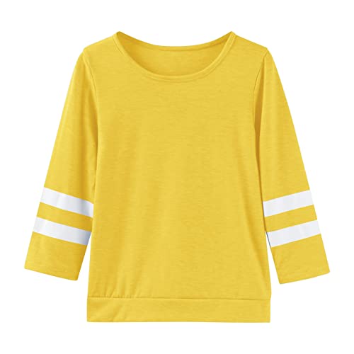 Teen Girls Fall Clothes Tunic Tops Long Sleeve Knot Front Shirts for 4-13 Years Loose Soft Casual Blouse Tee(Yellow,12-13 Years)2