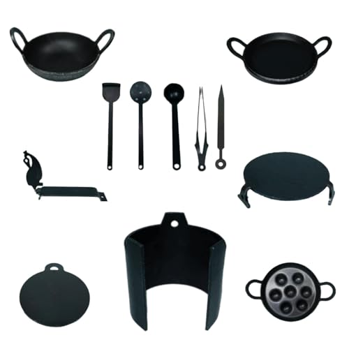 Image of Future World Iron Miniature Kitchen Set | Real Cooking Miniature Kitchen Set | Kitchen Set Toys for Girls | Real Cooking Set for Kids | Real Cooking Iron Set (Pack-12)