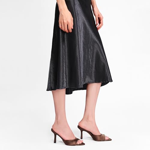 Image of Riekhany High Heel Mules for Women Slip On Open Pointed Toe Classy Patent Leather Stiletto Pumps Formal Slingback Mule Sandals Dress Walking Shoes