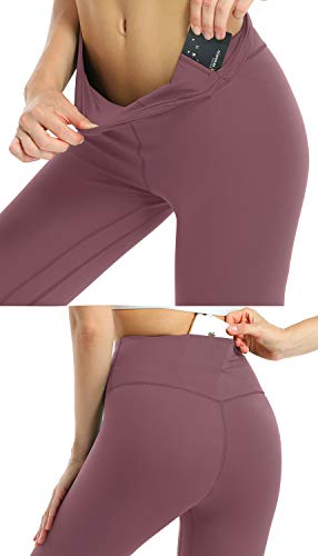Voeons Yoga Pants For Women Solid Color High Waisted Workout Leggings With Pockets（Tawny Rose,Xl #TOP4