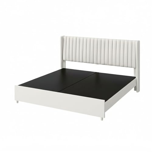 Image of APRODZ Queen Size Bed | Upholstered Platform Bed Frame with Velvet Tufted Headboard & Wooden Slat Support | Bed Queen Size Without Storage | No Box Spring Required | Black Wooden Legs Beige Fabric