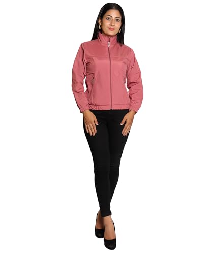 Image of NUBIE Women's Regular Fit Polyester Windcheater Jacket | Lightweight Hip Length with Full Zipper Closure | Stylish Casual Outerwear for Winter
