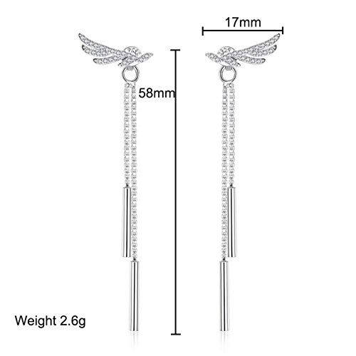 Pendientes de alas de ángel con borla de cristal para mujer 2
