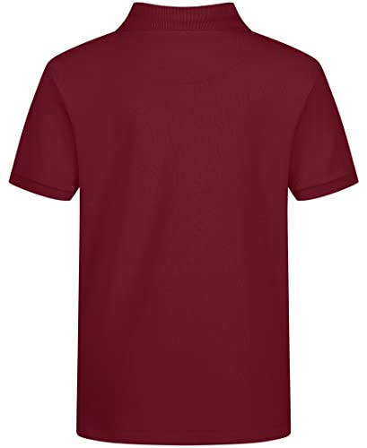 IZOD Boys' School Uniform Short Sleeve Polo Shirt, Button Closure, Comfortable & Soft Pique Fabric, Burgundy2