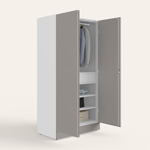Image of Interio by Godrej Auraline Men Basic 2-Door Steel Almirah (Rocky Grey), 1-Year Warranty, 1 Drawer