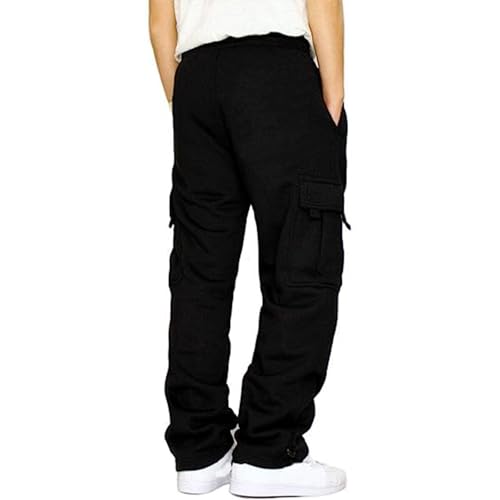 Men's Cargo Joggers Sweatpants Fleece Baggy Sweats Casual Loose Fit Open Bottom Athletic Workout Sweat Pants with Pockets3