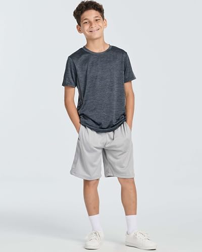 real essentials 5 pack boys39 athletic basketball sports shorts pockets - quick dry youth teens kids gym 4-18 years