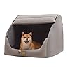 Large Dog House Indoor, Soft Plush Dogs Cave Bed Covered Pet Bed with Fluffy Washable Cushion, Portable Dog/Cat Pet Tent House for Small Medium Dogs (Grey, X-Large)
