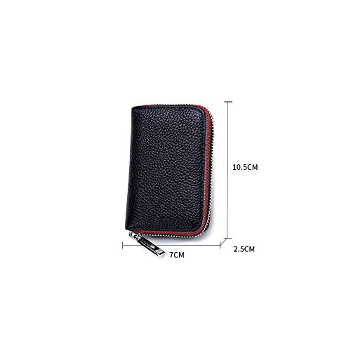 Leather Men Women Card Holder Small Zipper Wallet Solid Coin Purse Accordion Design RFID ID Business Credit Bags (Color : A) (D)2