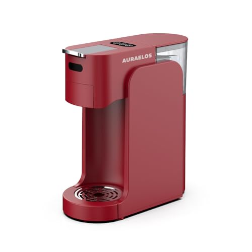 Image of AURAELOS Semi-Automatic Capsule Coffee Machine, Red, 1450W, Compatible with KCUP/Nespresso/DG Pods, 0.5-1.2L Water Tank, 3-5 Cups Capacity, ABS Material, 111V-240V