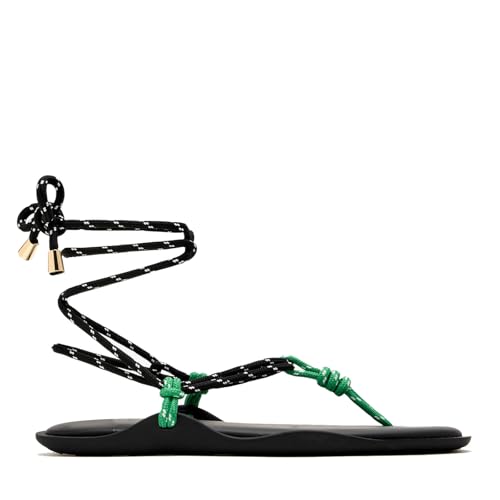 Image of ZJGZF Rope Flip Flop Sandals for Women Thong Sandals Adjustable T Straps Comfortable Soft Flat Sandals