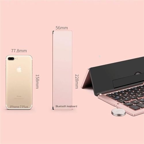 Teclado plegable bluetooth rosa para escribir en el móvil desde la cafetería 2