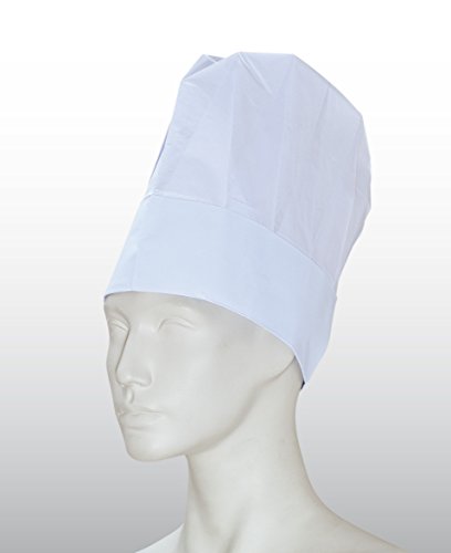 250 gorros de cocinero – Color Blanco – Tamaño 25 Cm De Alto – de Papel – con el sudor banda y bloque decorativo de arrugas – desechables Gorro de cocinero – Gorro de cocinero