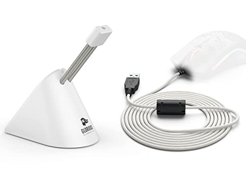 ( Bungee + Ascend Cable) Glorious Gaming Mouse Bungee (White) + Glorious Ascended Cable - Ultra Flexible and Super Lightweight Paracord Cable for Wired Glorious Gaming Mouse (White) (Bundle)