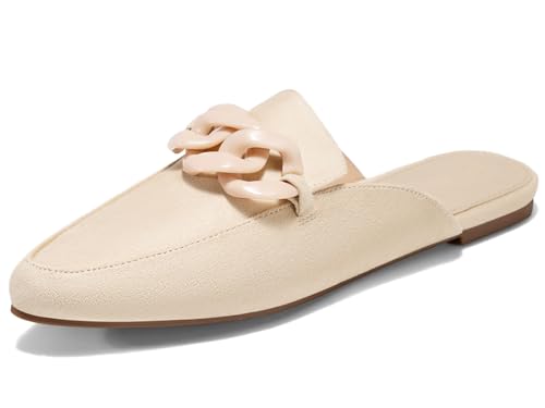Image of Juliet Holy Womens Mules Flats Pointed Toe Backless Loafers Slip on Metal Chain Slides