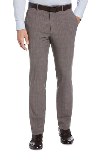 Perry Ellis Mens Slim-Fit Flat Front Dress Pants 36W x 32L Mushroom Grey