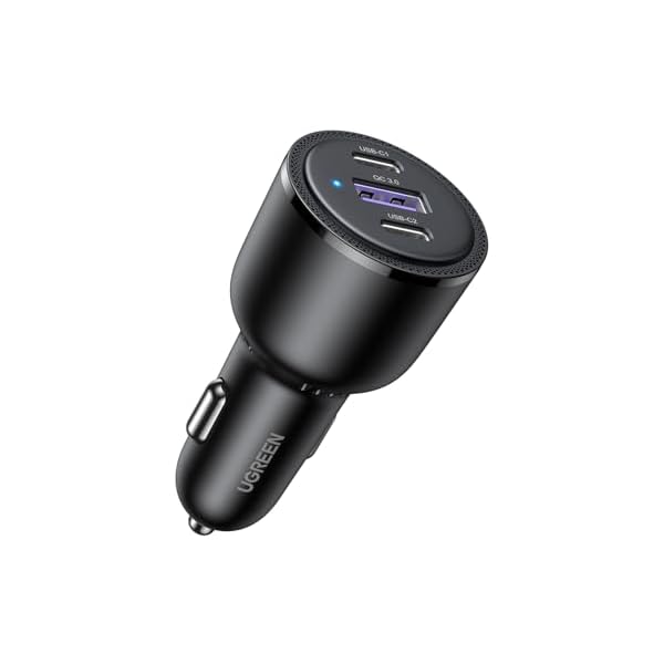 UGREEN 69W USB C Car Charger, PD 65W Type C Car Charger Fast Charging, Car Charger Adapter Compatible with iPhone 16/16 Plus/16 Pro/16 Pro Max/14/13/12/iPad/Mac Book, Galaxy S24/S23/S22