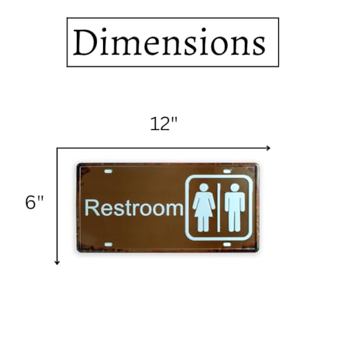 Image of inchREstroom Signage inch Vintage Retro Metal Signs - License Wall Plate, Car Tag - Ideal for Cafe, Restaurant, Shop, Home, Hotel, Club, Office, Living Area - Design Plaque