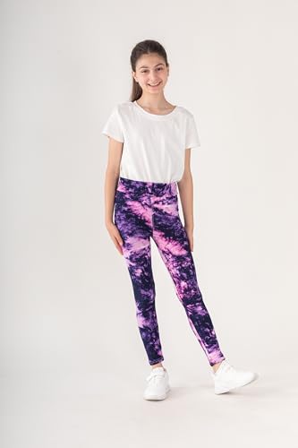 Girls Dreamy Purple Leggings, Elegant & Soft,High Waist Tie Dye Print Leggings Kids Gift4