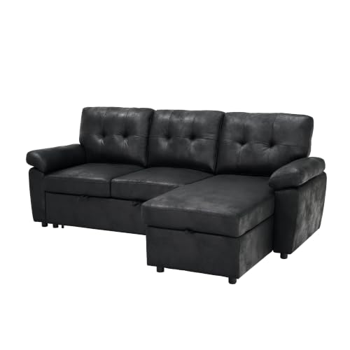 Image of KEIKI 88.5 inch Sectional Sleeper L Shaped Sofa with Pull Out Bed,