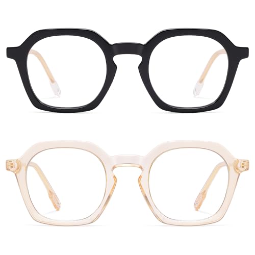 AMOMOMA 2 Pack Retro Square Reading Glasses for Women Men,Vintage Blue Light Computer Reader Frame AM6193 C1+C3 1.0 X by AMOMOMA - Used condition - Image 3