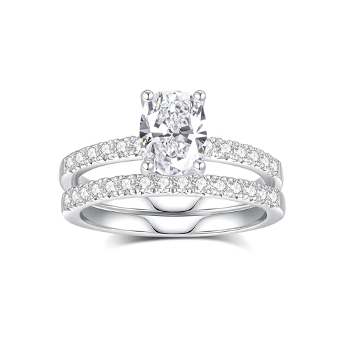 Image of Moissanite Wedding Ring Sets for Women Bridal Ring Set D Color VVS1 Different Cut Engagement Rings S925 Sterling Silver Promise Rings for Wife
