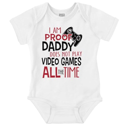 Image of Brisco Brands Proof Daddy Doesn't Play Video Games Baby Romper Boys or Girls