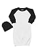 Raglan Baseball Baby Gown and Cap Set 0-3M White/Black